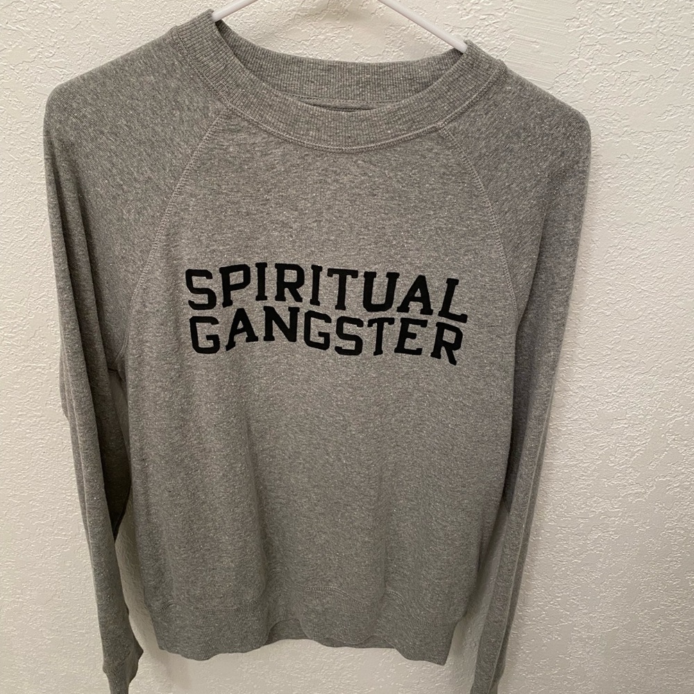 Pullover crew neck sweatshirt. Spiritual Gangster. Grey.